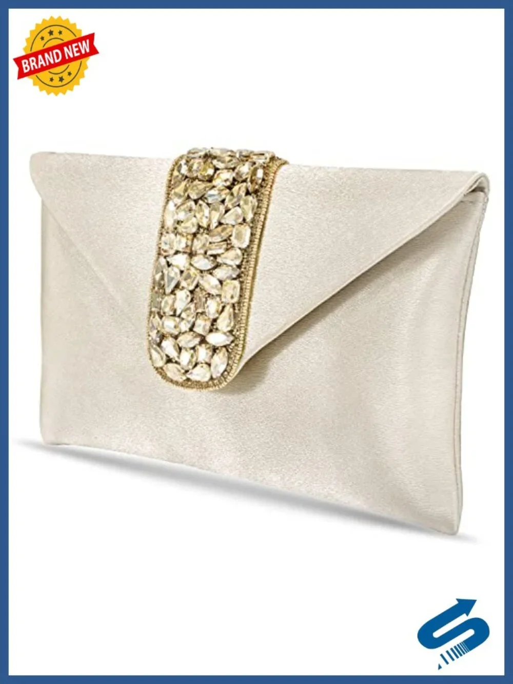 Fabric Bridal Clutch Evening Bag with Detachable Strap, Wedding Purse